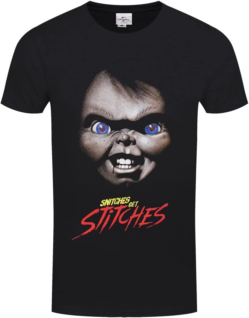 Childs Play Unisex Adult Snitches Get Stitches Chucky T