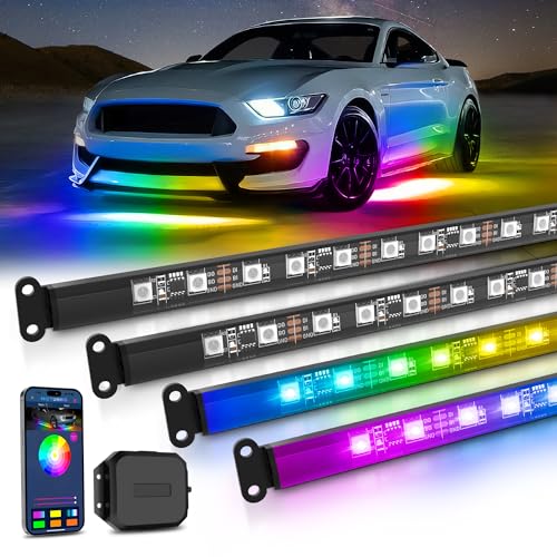 MICTUNING N3 Car Underglow Light Strip Kit, Chasing Dream Color RGB+IC LED, Exterior Lighting Accessories Underbody Multicolor Neon, App Control, IP68 Waterproof, 4PCS 2 Years Warranty -  MIC-08-220