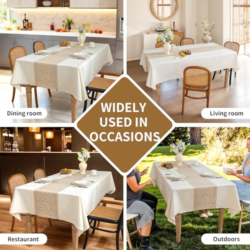 Linen Tablecloths for Square Tablecloth,Beige Tablecloth Advanced Waterproofing Technology for Dinningroom,Farmhouse