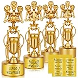 Halloween Trophy 4 Pack Best Costume Skeleton Trophies, Halloween Skeleton Trophy Plastic Tropies for Contest Awards, Halloween Party Prizes Party Supplies Party Decoration Costume Contest Rewards