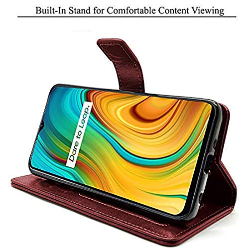 Image of Amazon Brand - Solimo Flip Leather Mobile Cover (Soft & Flexible Back case) for Realme C3 / Narzo 20A (Brown)