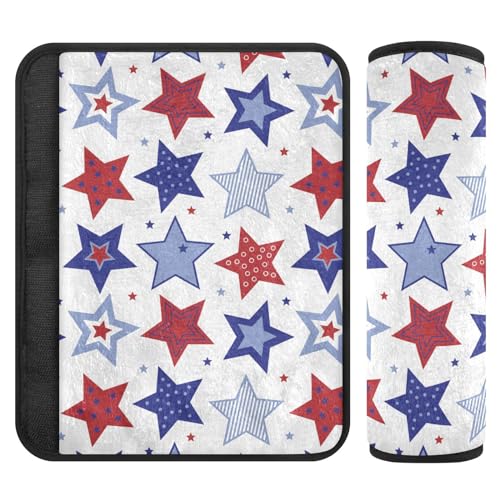 Image of Seat Belt Cover Pad 2 Pcs Soft Seat Strap Cover Cute Protector Support Head Neck Shoulder for Car Seats High Chair Backpack (6.5x6.5in) Usflag