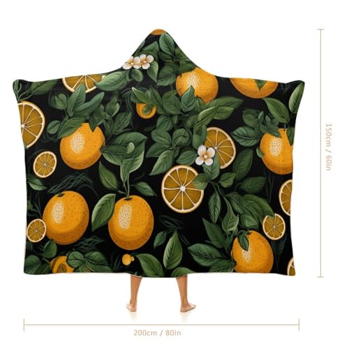 Cape à capuche imprimé oranges vêtement de nuit voyage et bureau