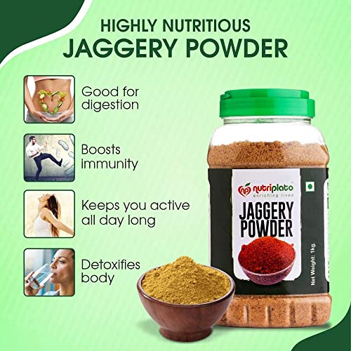 Image of Nutriplato-enriching lives Jaggery | Gur Powder Jar, 1 Kg (Pack of 2)