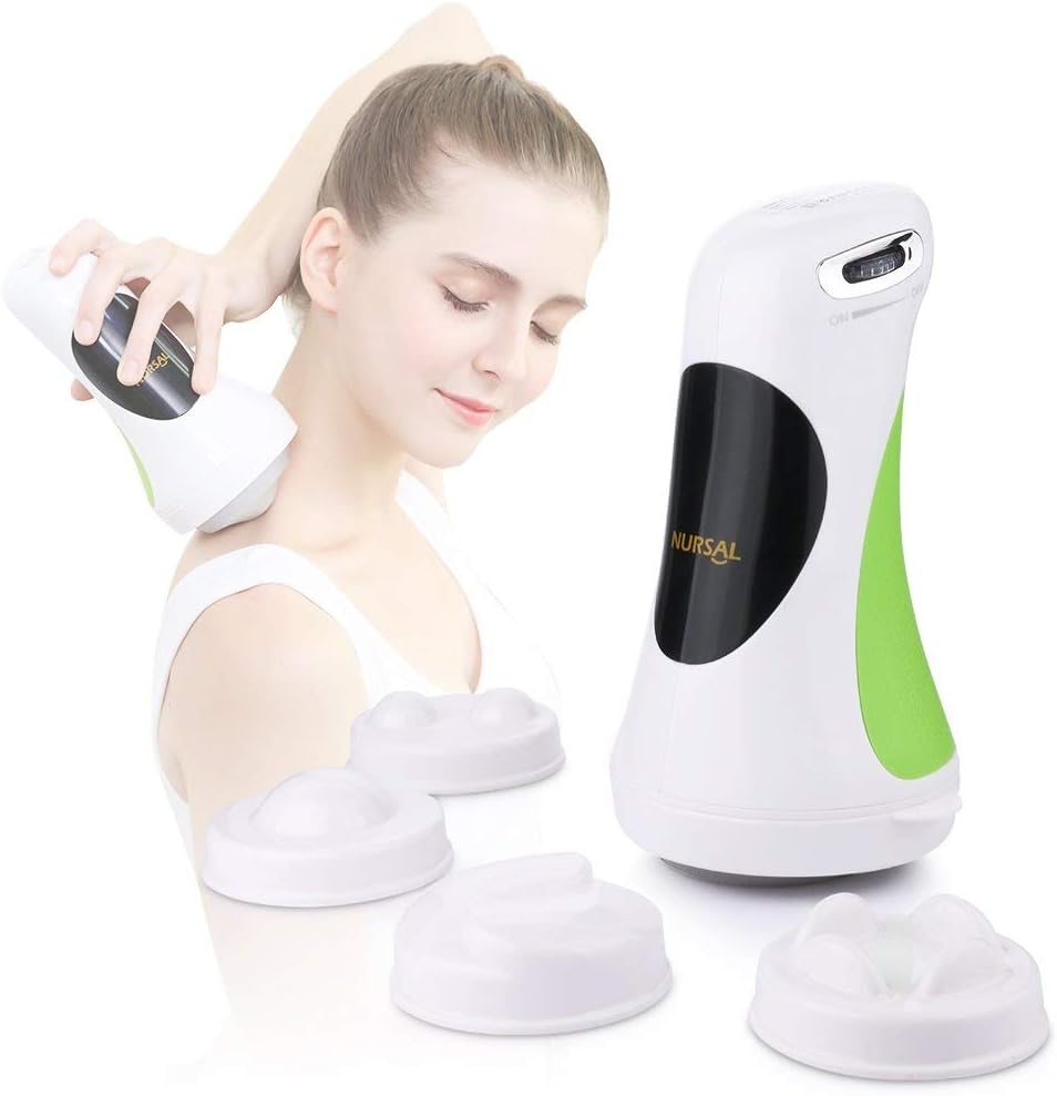 NURSAL Handheld Percussion Electric Massager, Interchangeable Nodes Deep Kneading Therapeutic for Full Body, Blood Circulation