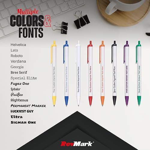 RevMark Personalized Ballpoint Pen, Custom Printed Name, Business or Event Information, Timeless Advertising, USA Made Pens, Promotional Marketing, Smooth Black Ink, Bulk Pack (Blue,50 Ct.) - Thumbnail 3
