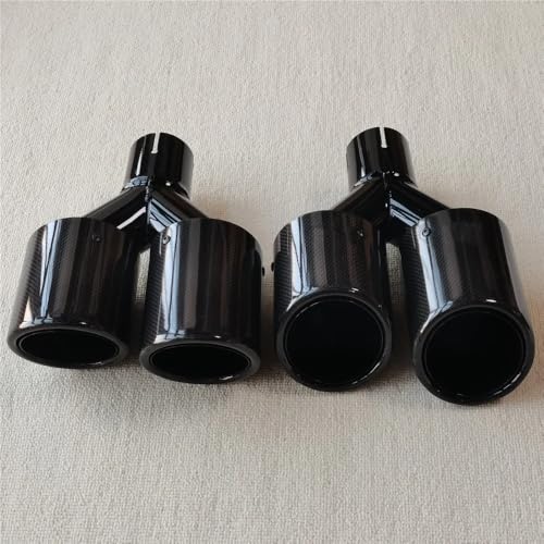 Embout échappement universel contre la corrosion double sortie carbone brillant ID 67mm
