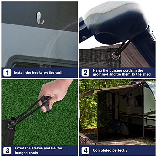 Paulinn Rv Awning Side Sunshade Screen 9' X 7', Black Mesh Screen For Uv Blocker And Privacy, Complete Camper Awning Side Shade Screen Kit For Motorhome Camping Trailer Canopy thumb #4