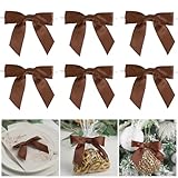 Lazos marrones: elegantes lazos en color marrón brillante y vívido con un lazo transparente en la parte posterior, se ven encantadores y son un toque final económico para tus manualidades y decoraciones de envoltura.