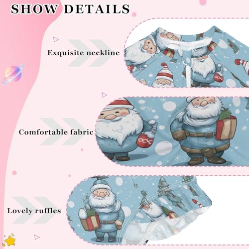 Gnome Snow Trees Girls Long Sleeve Swimsuit UPF 50+ Rashguard Swimwear One Piece Bathing Suit for 3-12 212164153