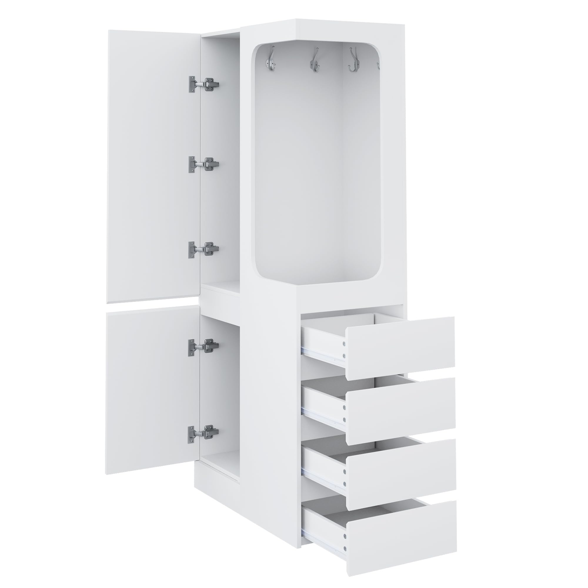 70 x 40 x 170 cm - Armoire de rangement avec tiroirs et espace ouvert - Porte simple élégante pour chambre à coucher, salon, bureau - Solution peu encombrante