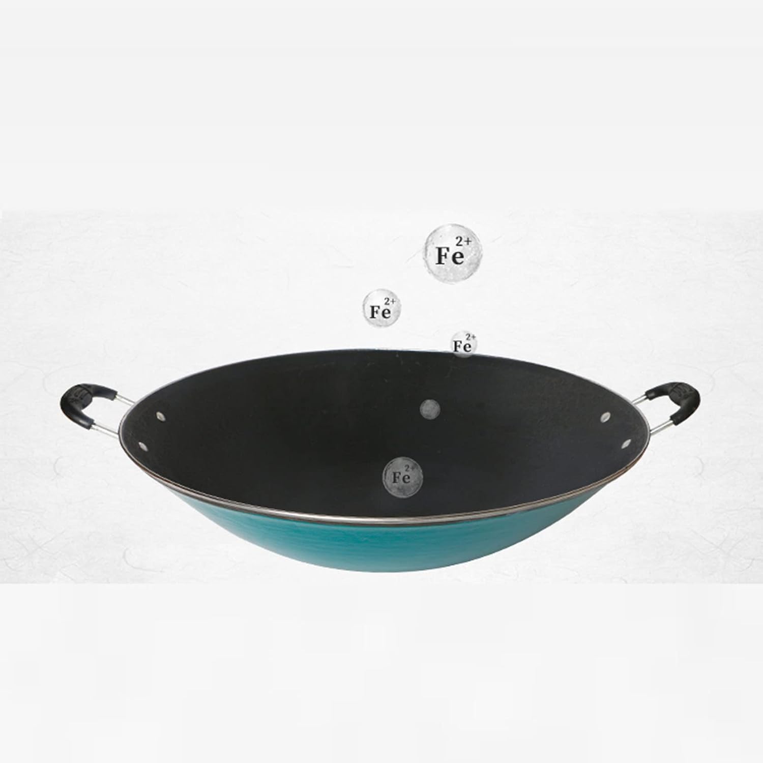 Cast Iron Wok, Household Commercial Iron Wok Pot, Uncoated Double Ear Wok,φ37cm