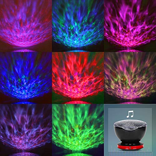 Ocean Wave Projector,12 Leds &8 Lighting Modes, Light Show Remote Control Star Night Light,With Timer And 6 Natural Sound,Night Light Projector Lamp Is Suitable Baby Kids Adults Bedroom Christmas Gift #TOP2