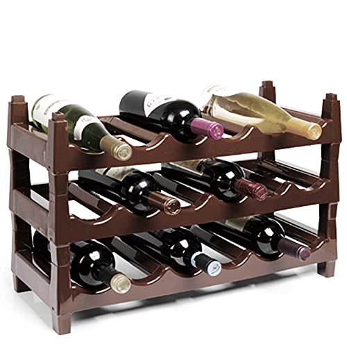 Acan Tradineur - Botellero de plástico apilable, de 38,5 x 59,5 x 24 cm, con Capacidad de 18 Botellas, de Color marrón....
