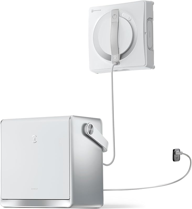 ECOVACS WINBOT W2 PRO Omni Robot Limpiacristales portátil con Estación Multifuncional, Carga Mientras Trabaja, Limpieza Inteligente con Pulverizador de Agua de Triple Boquilla, Protección de 12 Niveles