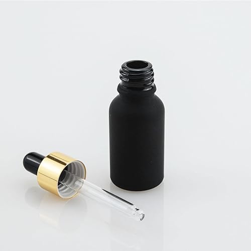 Miniatura 3 de 10 botellas con cuentagotas de vidrio esmerilado negro de 12 oz (0.5 fl oz), perfume, aromaterapia, cosméticos, aceites esenciales, muestra de mini