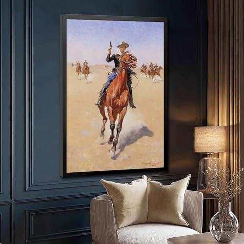 Impression sur toile The Trooper de Frederic Remington cadre mural suspendu salon - 3