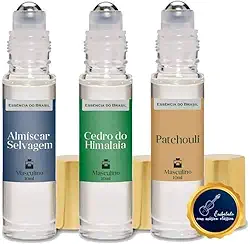 Kit 3 Perfumes Roll On 10ml - Patchouli, Almíscar E Cedro