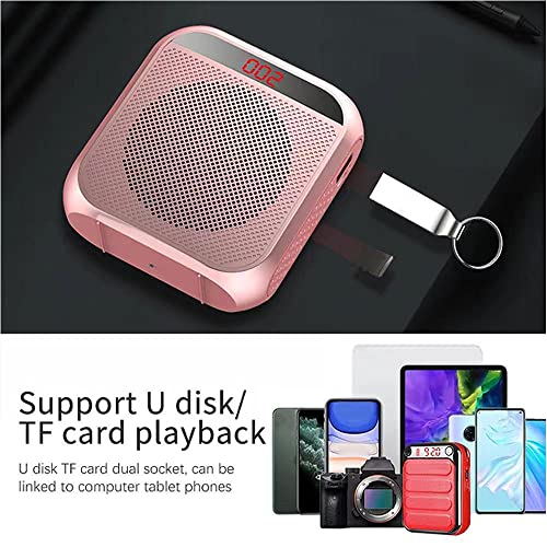 Amplificador Voz Portátil para Profesor, 2200mAh Recargable Altavoz Microfono Sistema PA Auricular Micrófono con Altavoz para Guia Turistico, Profesores, Reunión, Yoga, Aula (Rosa) - imagen 4