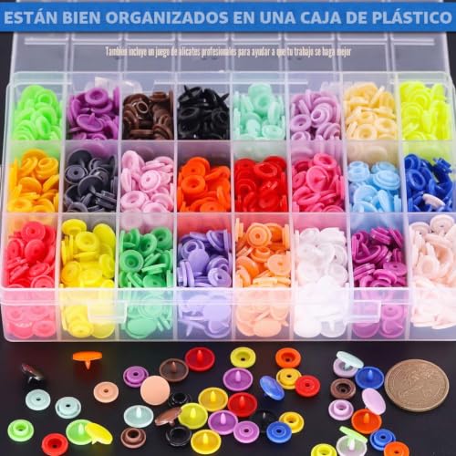 Miniatura 5 de Glarks Juego De 384 Botones De Plástico Con Pinzas Para Coser Ropa, Baberos, Abrigos De Lluvia