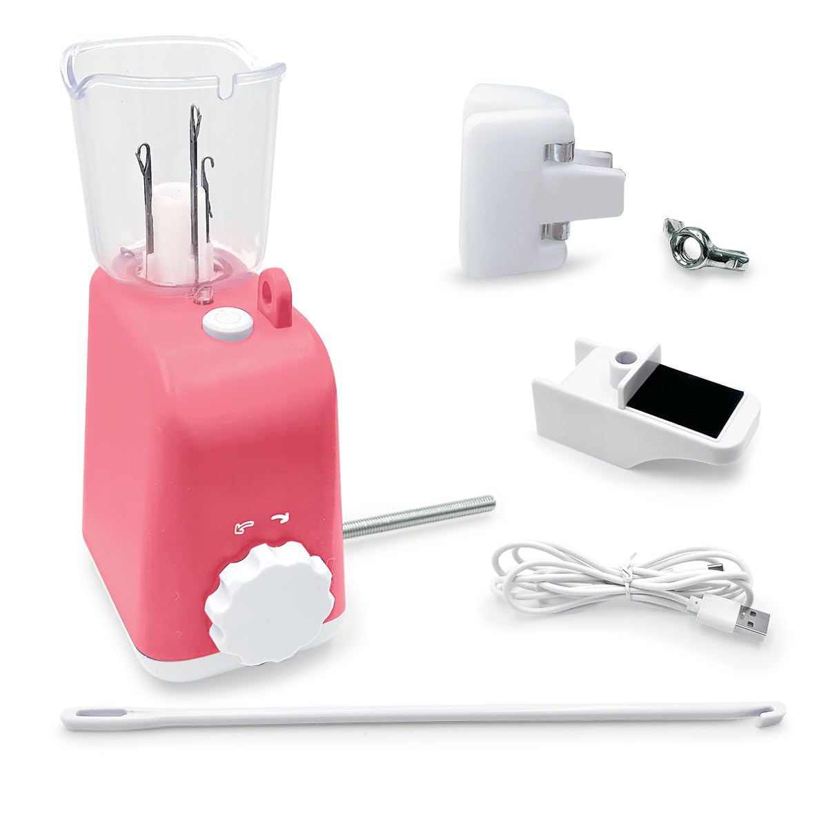 Yallmie Machine à Tricoter Électrique, Tricotin Automatique avec Accessoires, Tricotin Electrique Charge USB Machine Tricoter, Machine a Crochet Automatique pour DIY Amateurs et Débutants (Rose)
