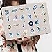 Yoksas 50 Pcs Cute Silver Blue Ocean Beach Stickers - Waterproof Coastal Marine Life Aesthetic Artistic Sea Decals for Water Bottles,Laptop,Scrapbooking