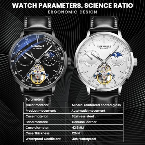 Image of WeCool Fairwhale Automatic Mechanical Watch for Men Luxury Skeleton Analog Men's Watch 50M Waterproof Luminous Unique Cool Wrist Watchs | Best Gift for Males