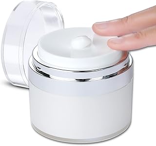 Airless Pump Jar, Airless Pump Bottles, Drunk Elephant Container, Moisturizer Container Used for Lotions, Creams, Serums, And Makeup, Travel Containers Push Down Pump Dispenser 1.7 OZ