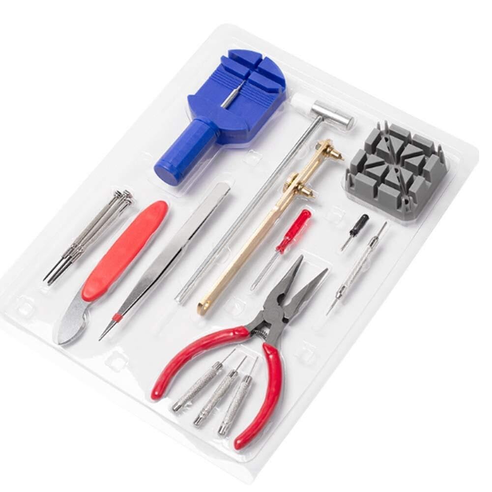 Kit de reparación de Relojes, Juego de Herramientas para pasadores de Enlace de Correa de Reloj con paño de Limpieza, Kit de Herramientas de reemplazo de batería de Reloj para reparación de Relojes