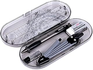 Bailinks Compass and Protractor Set,8 Pcs Math Geometry Kit Set School Learning Tool Including Ruler, Protractor, Compass, Pencil Lead, Mechanical Pencil, Eraser for Student Maths and Engineering