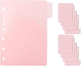 NatSumeBasics 8 Pink A7 Binder Pocket Dividers 3.5" x 5" PP 2 Layer Cash Envelopes Mini Planner Inserts for 6 Ring Budgeting Binder Accessories Supplies (Pink)