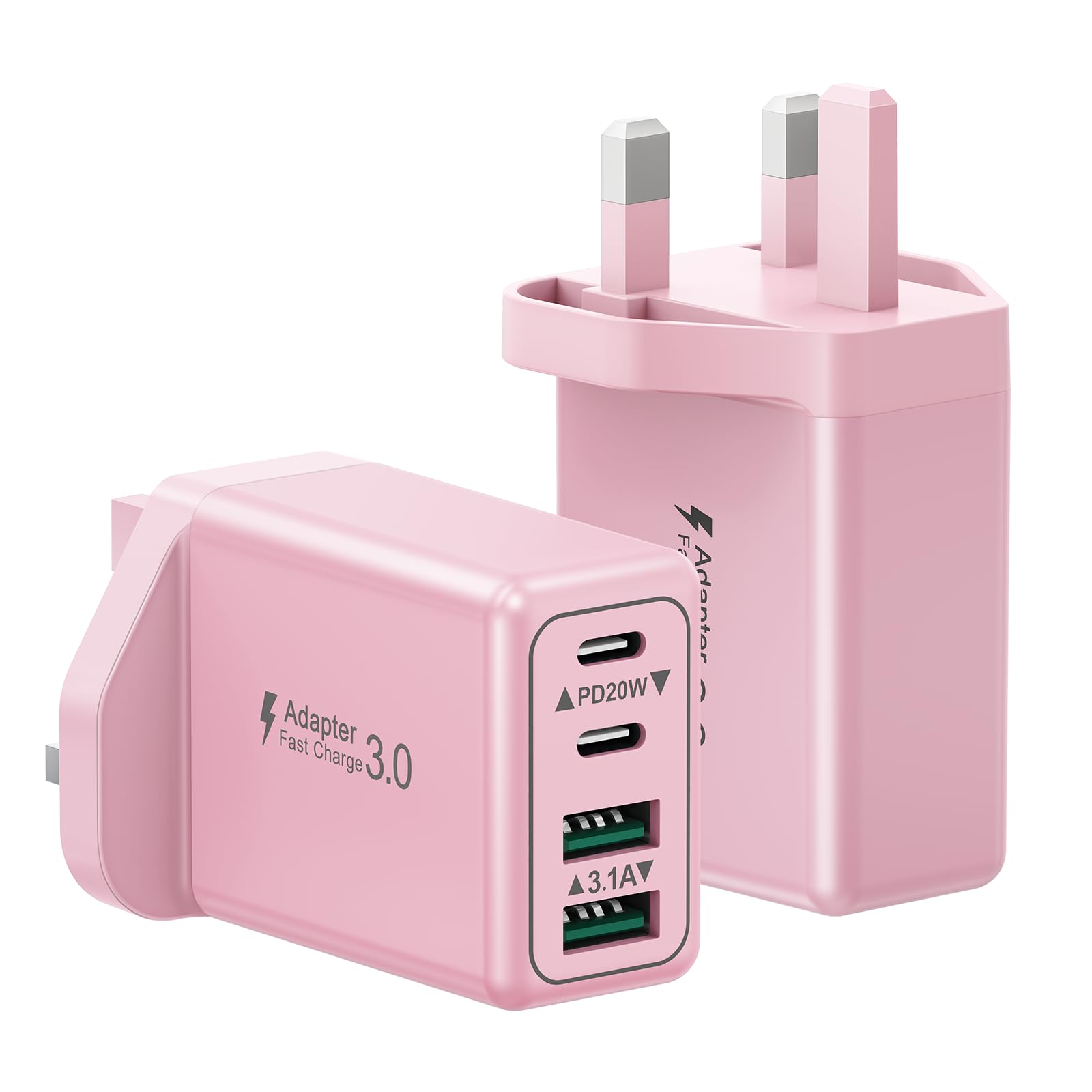 USBC Plug UK, 40W 4 Port USB Plug Fast Charger Dual USB-C Power Adapter+ QC USB Wall Plug, Multi Mains Charger Plug, Type C Charging Plug for iPhone 17 16 15 14 13 12 11 Pro Max Plus XS, Samsung — view 16