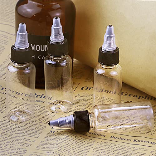 Isusser Pack Of 40 Pcs Clear Refillable Empty Plastic Squeeze Bottle With Black Twist Top Caps, 1Oz/30Ml #TOP5