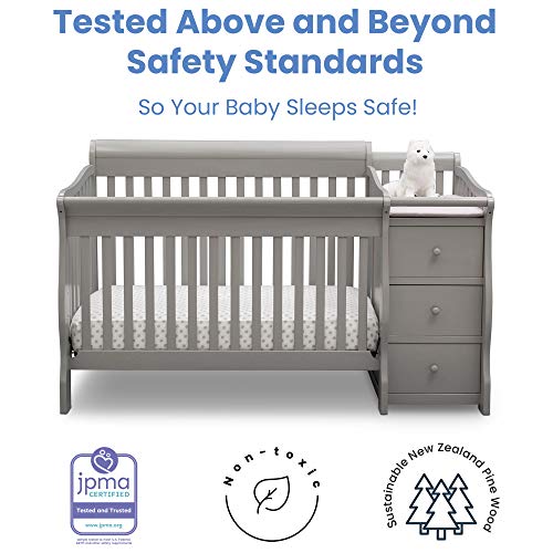 Delta Children Princeton Junction Convertible Crib N Changer, Grey + Serta Perfect Slumber Dual Sided Recycled Fiber Core Crib And Toddler Mattress (Bundle) #TOP6