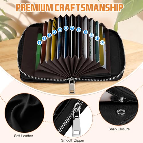 Image of HUANLANG Mens Wallet RFID Blocking Multi Card Holder Wallets for Men Bifold Wallet with Zipper Small Men's Leather Wallet