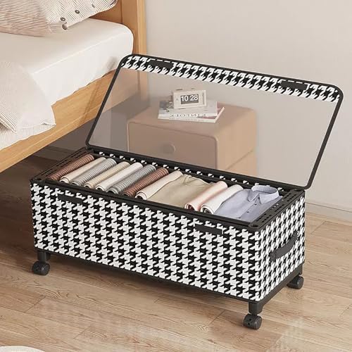 SBCWH Contenitori Portaoggetti Sottoletto con Ruote, Cassetti Sottoletto con Coperchi Trasparenti, Contenitori Portaoggetti Sottoletto con Ruote per Vestiti, Scarpe, Giocattoli(57x29x30cm)
