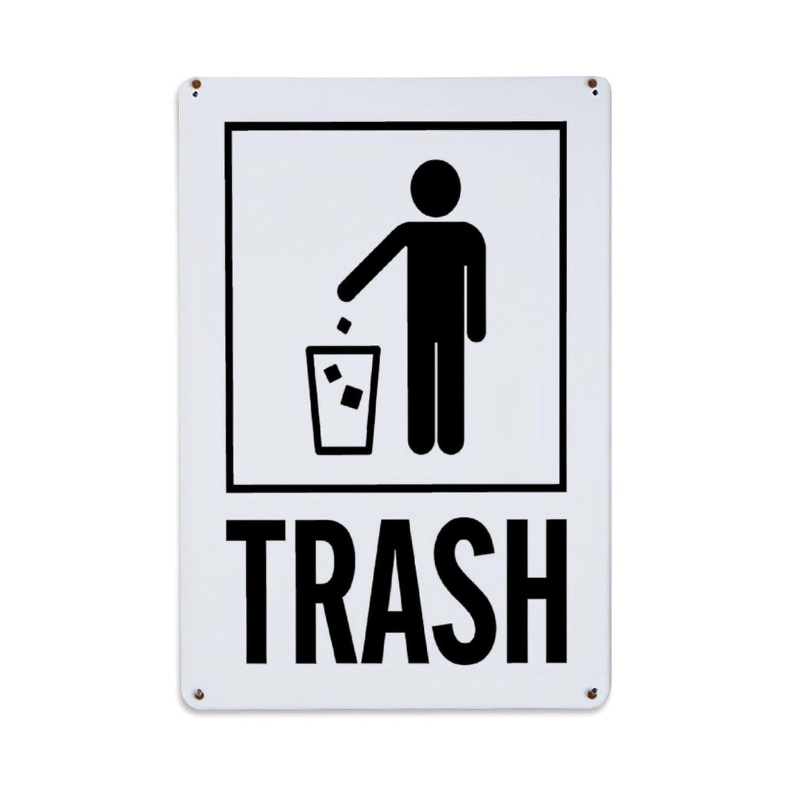 Jdyaojiesheng Vintage Trash Can Symbol Sign Tin Sign Retro Metal Wall Decor Metal Poster, Home Bar Garage Farmhouse Cafe Wall Art Decoration 8X12inches