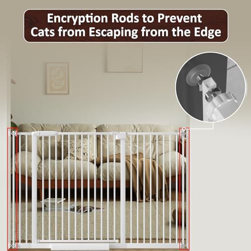 Image of DEARBB Extra Wide Baby Gate Ultra Narrow Spacing 30.11-77.36 inch Pressure Mounted Double Lock Swing Auto Close Walk Through Metal Safety Pet Gate for Stairs and House Doorway Kitchen