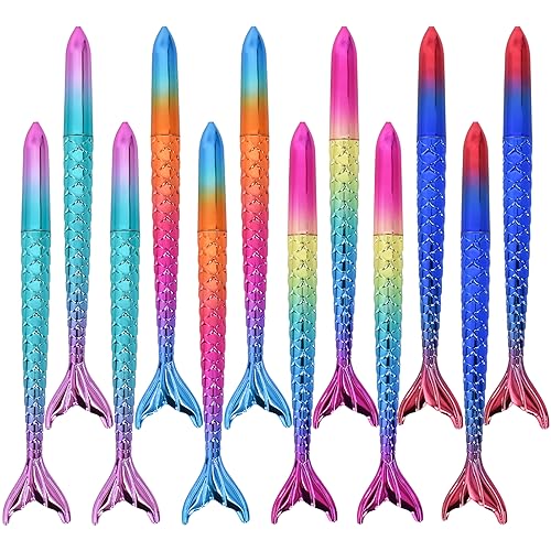 12 Piezas de Bolígrafos de Sirena con Efecto Degradado, Bolígrafos con Forma de Cola de Pez,...