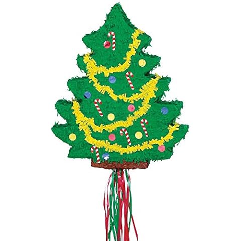 Amscan P12988 - Pinata Weihnachtsbaum, 47,6 x 55,8 x 7,6 cm, zum Befüllen mit Süßigkeiten und Konfetti, Kindergeburtstag Cover