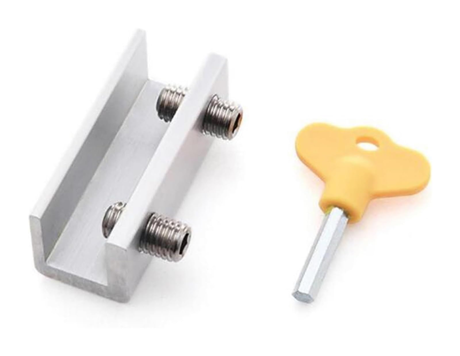 Butée de fenêtre, Serrure de porte/fenêtre en aluminium avec clé argentée