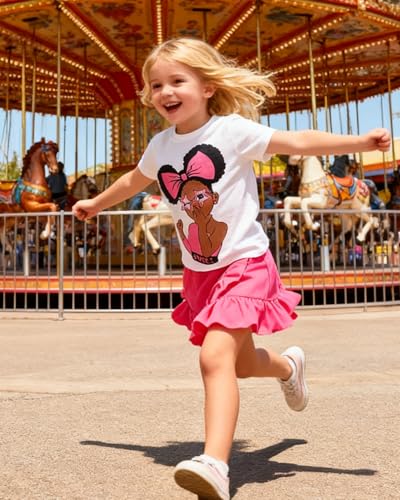 Image of Kids Toddler Girl Summer Clothes Letter Printed T-Shirt Top+ Floral Skirt 2pcs Girl's Skirt Set