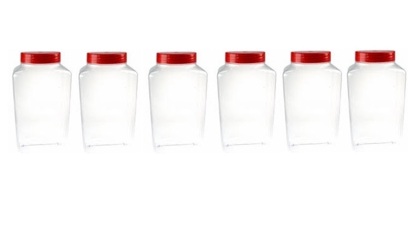 3.8 Litre Empty New Plastic Sweet JAR Pack of 6 Jars with Screw TOP LIDS