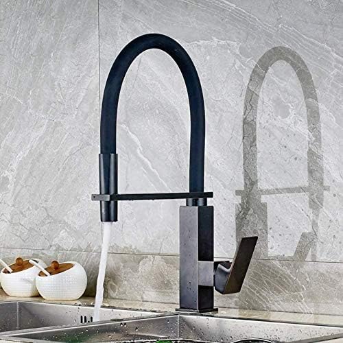 Robinet d'évier de cuisine extractible en laiton avec mitigeur rotatif