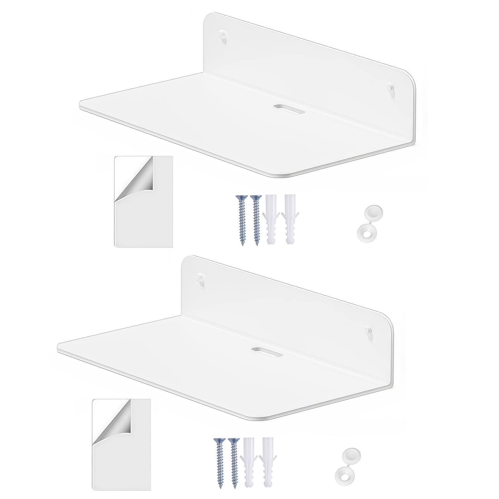 MURYE Wall Mounted Display Shelf for Photos and Decors Black or White Color Sturdy Acrylic Construction Stand Rack Acrylic Floating Shelf
