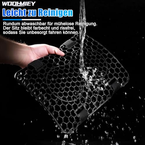 WODHMIEY Motorradkissen, Stoßdämpfendes Motorradkissen, Hohlstruktur, Atmungsaktivem Netzbezug, Elastischem Gel, Druckentlastung, Hochwertigem TPE, 21x28 cm, Geeignet Für Roller,