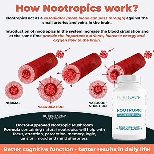 Nootropics Brain Support Supplement - Lions Mane, Shiitake, Chaga, Reishi Mushroom Powder - Enhance Memory And Improve Cognitive Health With Bacopa Monnieri And Gingko Biloba Extract Capsules, 60Ct #TOP7