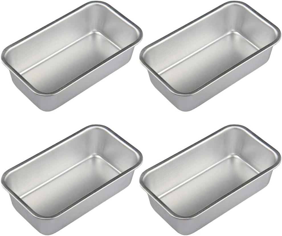 Hemoton 4pcs Stainless Steel Loaf Tin Rectangular Non-stick Bread Mould Bread Loaf Pans Toast Brownie Mold Baking Tools Kitchen Dining Bar Supplies