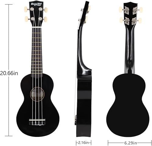 Miniatura 19 de Strong Wind Ukelele soprano - Ukelele de instrumentos musicales de cuerda para principiantes, ukelele de tilo de 21 pulgadas (marrón)