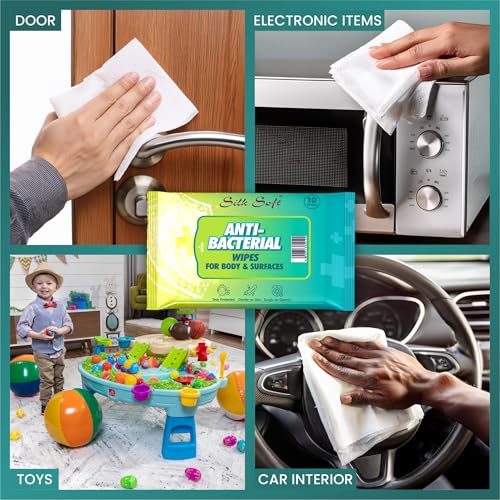Image of Antibacterial Wet Wipes - 80 Wipes (10 x 8 Packs) | Kills 99% Germs, Alcohol-Free & Skin-Friendly | For Hands, Face, Surfaces & Travel Hygiene